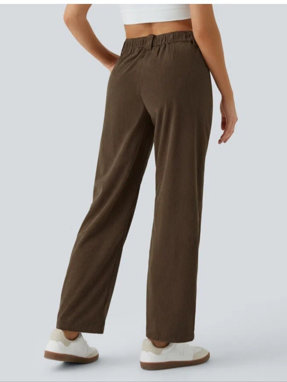 Halara Mid Rise Brown Corduroy Wide-Leg Casual Pants 1X Office Business - Picture 3 of 6